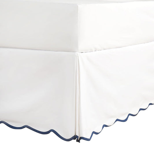 HIG Off-White Chic Twin XL Bed Skirt - Easy Fit Scallop Edge Pleated Bedskirts, 14 Inch Drop Anti-Slip Dust Ruffle, Thick Fabric for Enhanced Privacy, Pre-Washed for Long-Lasting Use(N60022)