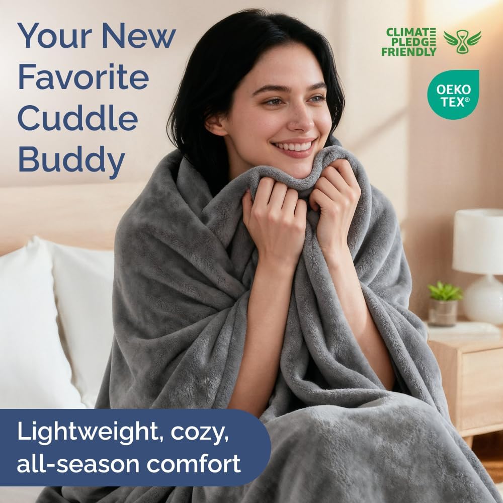 Ultra Soft Fleece Blanket King Size - Flannel Fleece Luxury King Blanket - Lightweight for Couch Bed Chair - Thick, Warm & Breathable - All Season Cozy Fuzzy, Anti-Static Microplush Bedding, Dark Grey