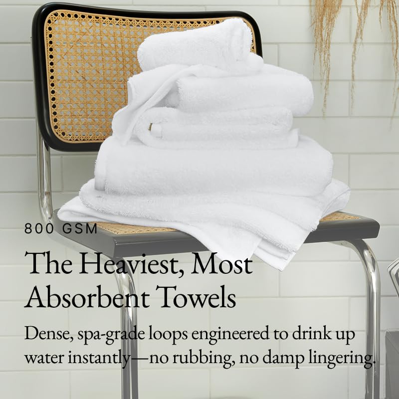 Italic Serene Ultraplush Cotton Washcloth Towel Set, 4-Pack, White, Soft Face Towels, 800GSM, 100% Cotton, Heavy Duty, Resort Grade Towels (White)