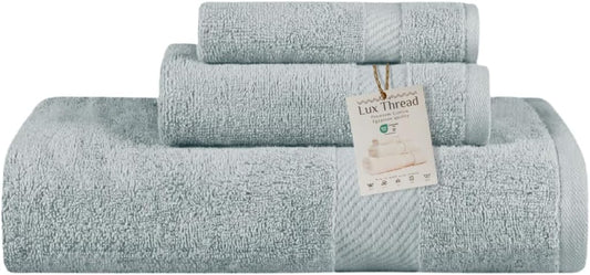 Egyptian Cotton Towel Set - 3 Piece | Ultra Soft 100% 600 GSM Towels | 1 Bath, 1 Hand, 1 Washcloth | Quick Dry, Durable for Bathroom, Home, Spa, Gym | Premium Towel Set (Light Gray)