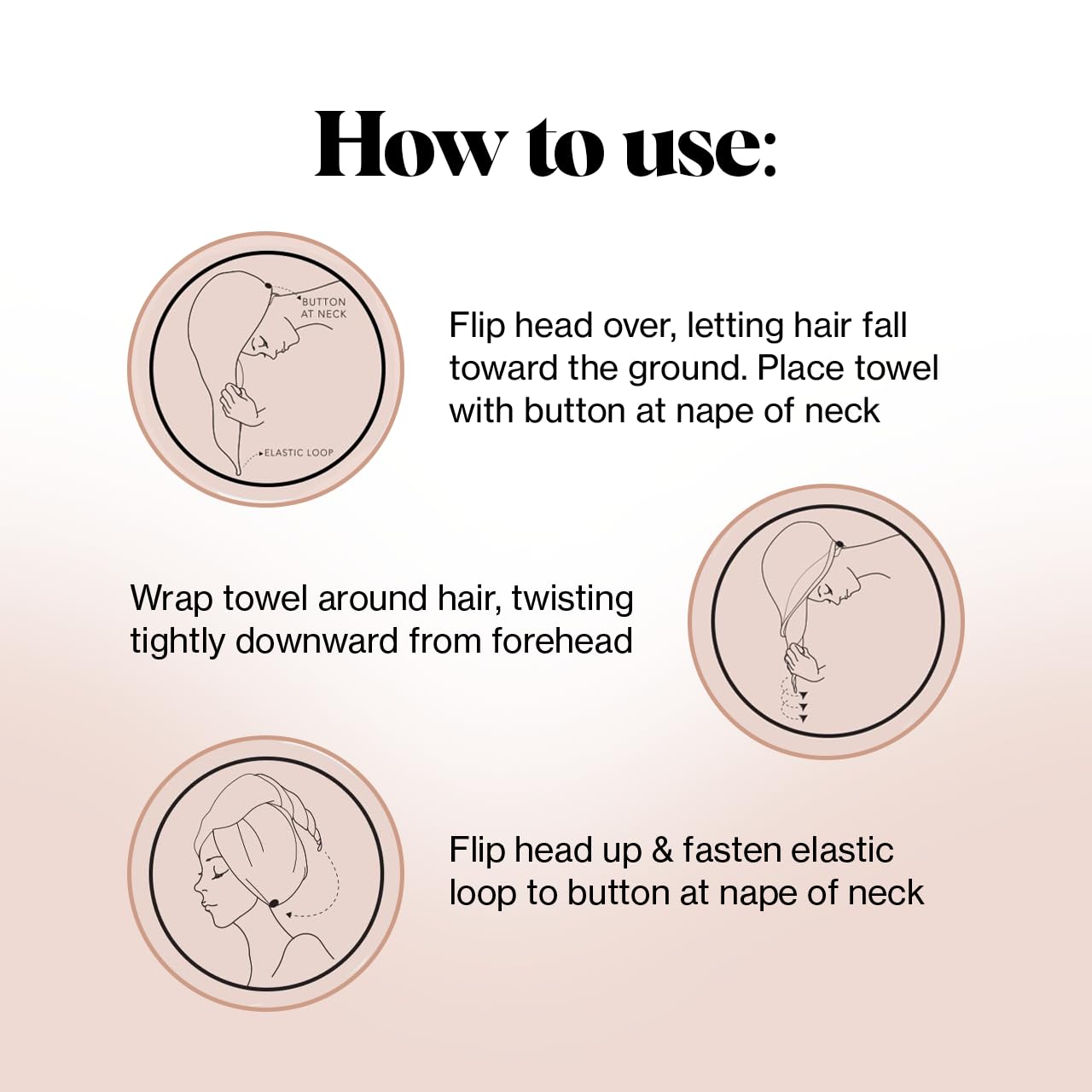 Kitsch Microfiber Hair Towel Wrap for Women - Super Absorbent Hair Drying Towel - Quick Dry, Anti-Frizz - for Long & Short, Wet & Curly Hair - Blush