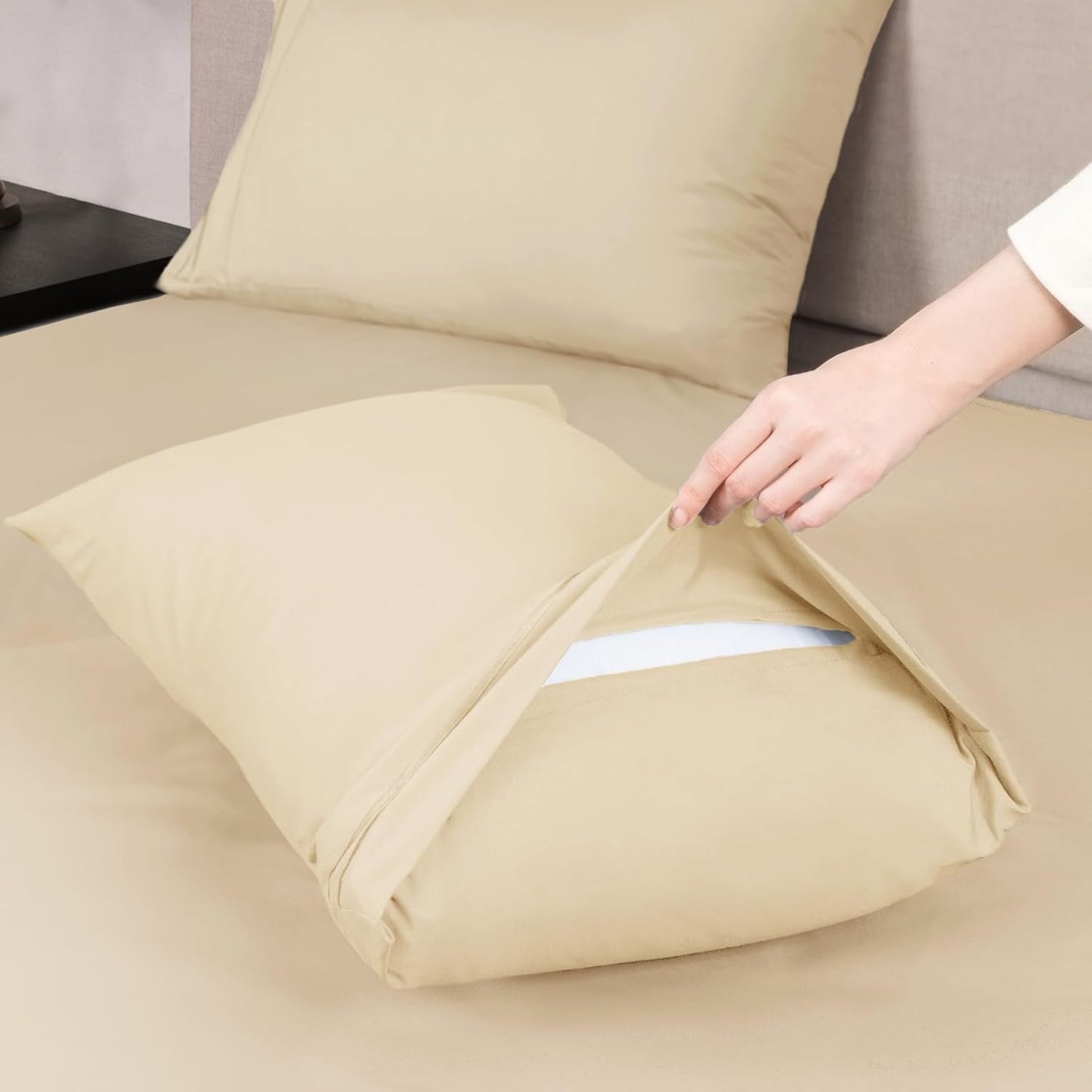 Mejoroom California King Size Sheet Set - Soft Microfiber Bed Sheets,Deep Pocket Fitted Sheet, Breathable, Wrinkle & Fade Resistant - 4 Piece (California King, Taupe)
