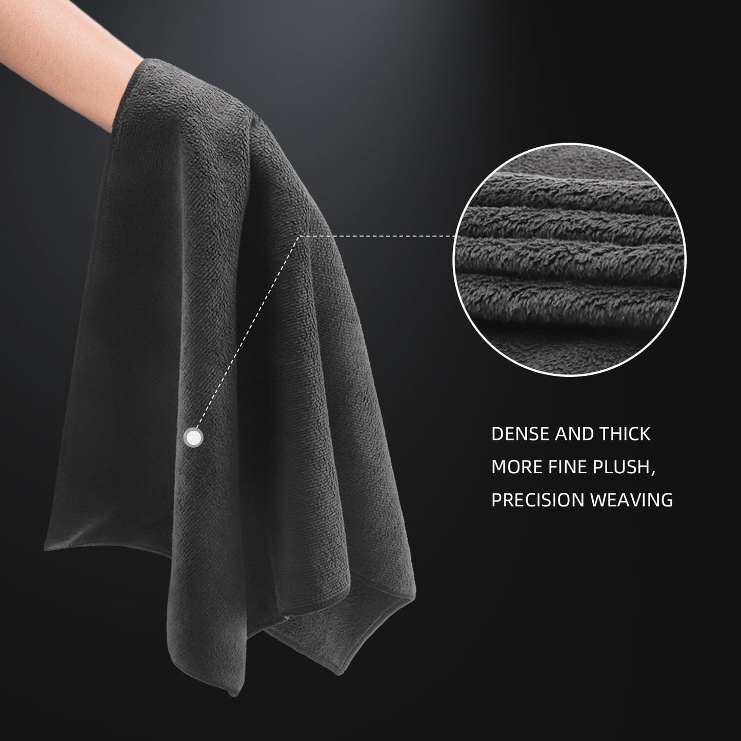SPTA Car Microfiber Towels, Sport & Workout Towel - Gym, Exercise, Fitness, Spa, Ultra Soft, Super Absorbent, Fast Drying Premium Microfiber, 320gsm, 16in x 27in, Midnight (3-Pack)-MT036
