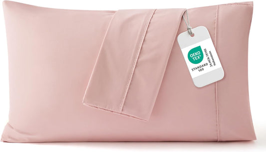 Bedsure King Size Pillow Cases Set of 2 - Pale Blush Brushed Microfiber Pillowcases 2 Pack, Super Soft Pillow Case Cover with Envelope Closure, Wrinkle, Fade and Stain Resistant, 20x36 Inches