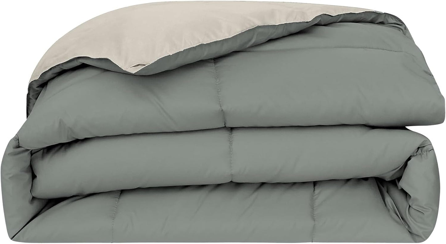 Modern Threads Down Alternative Reversible Comforter Sage Green/Cream California King