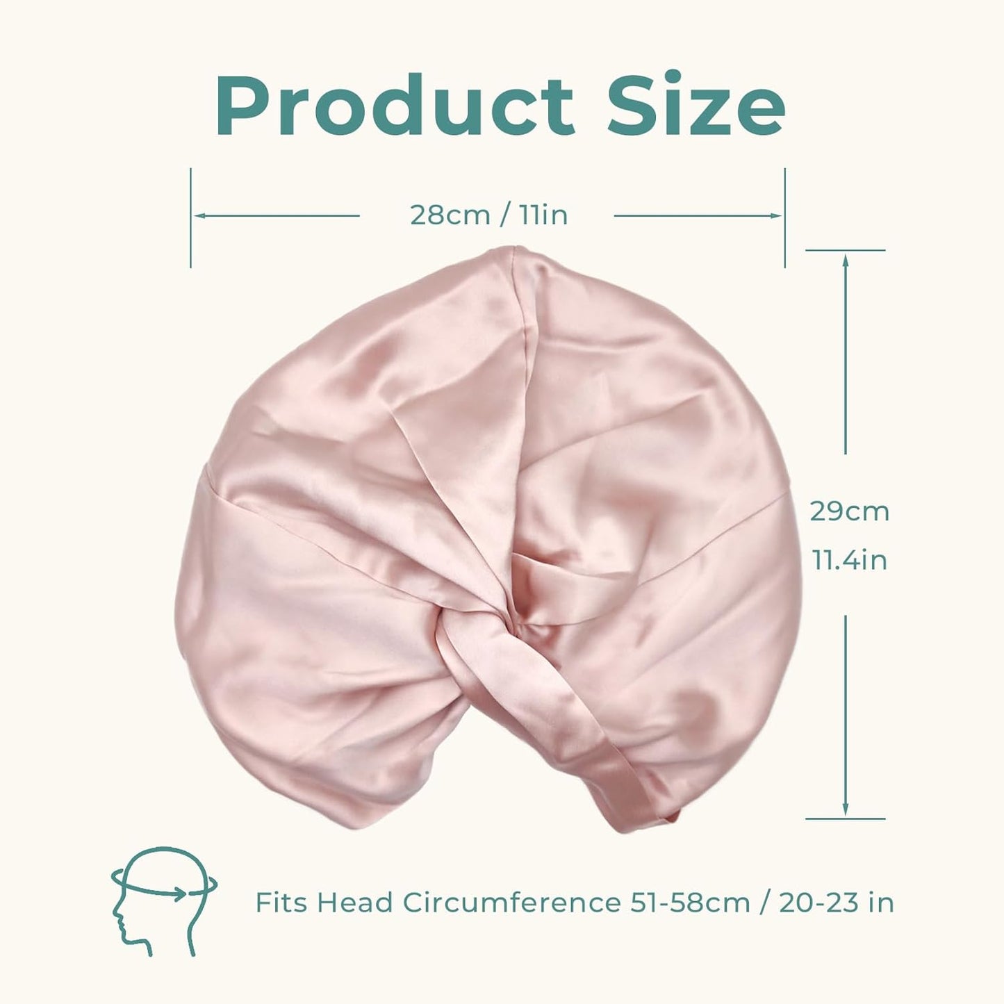 100% Mulberry Silk Bonnet, Double-Layered Hair Bonnet for Sleeping Women, Pure Silk Turban, Night Sleep Hair Wrap