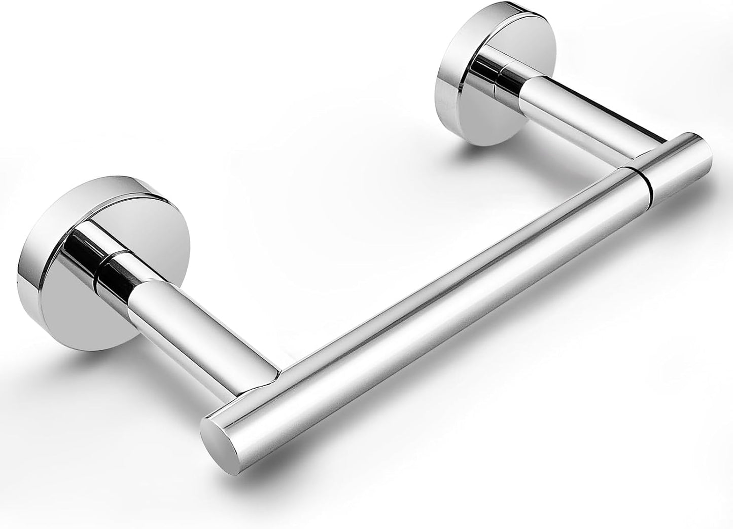Chrome Toilet Paper Holder - Polished Metal Bathroom Flexible Pivot Tissue Roll Holder on Wall Mounted, Sturdy SUS 304 Stainless Steel Toilet TP Large Mega Roll Holder Modern Silver