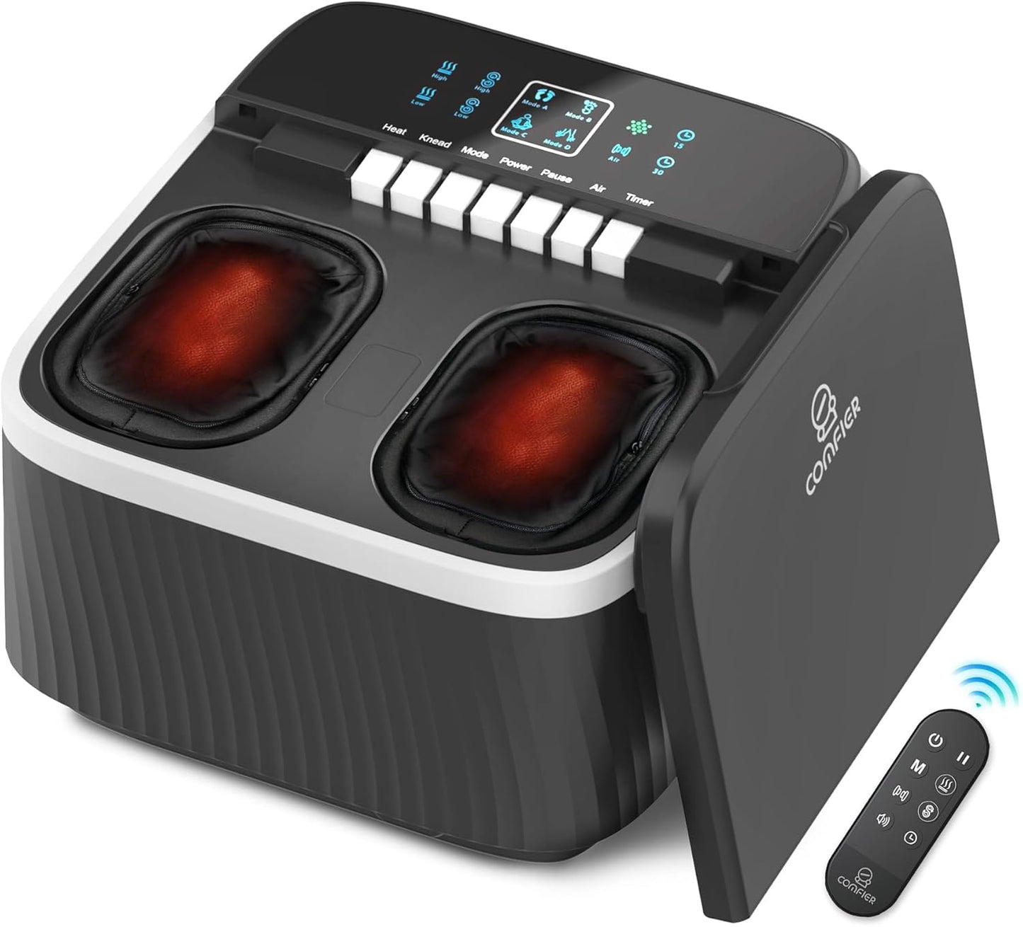 COMFIER FSA Eligible Foot Massager with Heat, Shiatsu Foot Massager Machine for Neuropathy Plantar Fasciitis, Squeeze & Rolling Foot Massage, Remote Control & Piano-Key Button