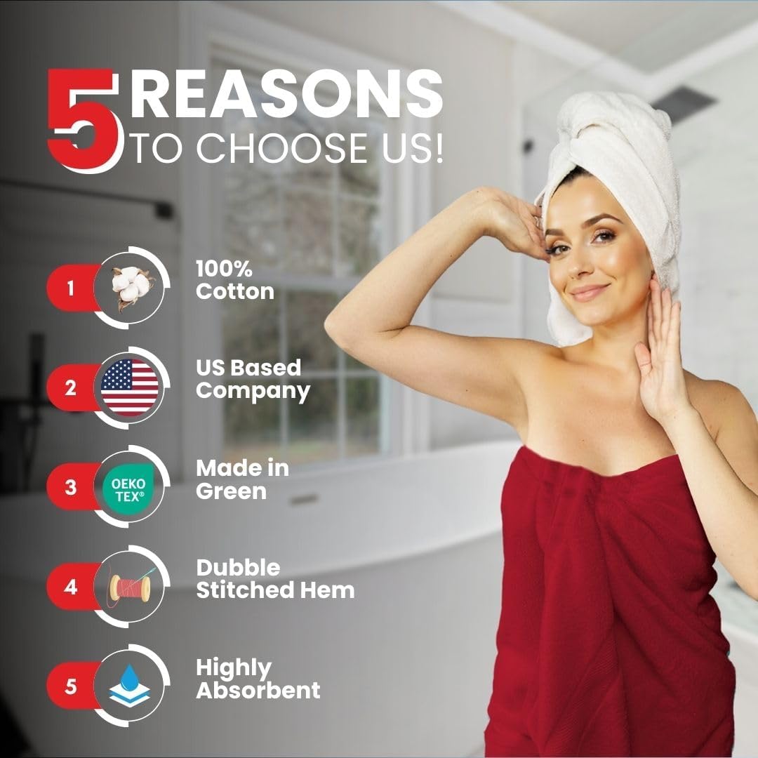 Infinitee Xclusives – Luxury Bath Sheets Towels – 1 Pack 600 GSM (35X70 Inches) – 100% Ring Spun Cotton Large Bath Towels for Bathroom (Burgundy, Bath Sheets - Pack 1)