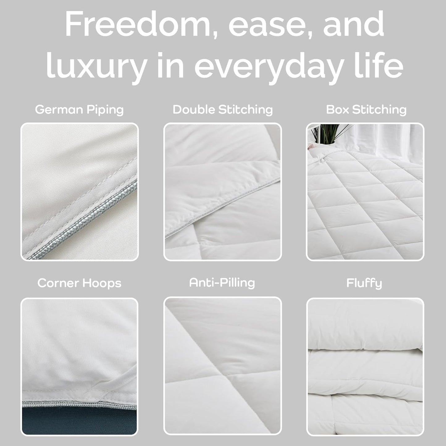 100% Viscose Derived from Bamboo Comforter, Cooling Comforter, Duvet Insert, Breathable, Extra Fluffy, Lightweight Comforters, Oversized King