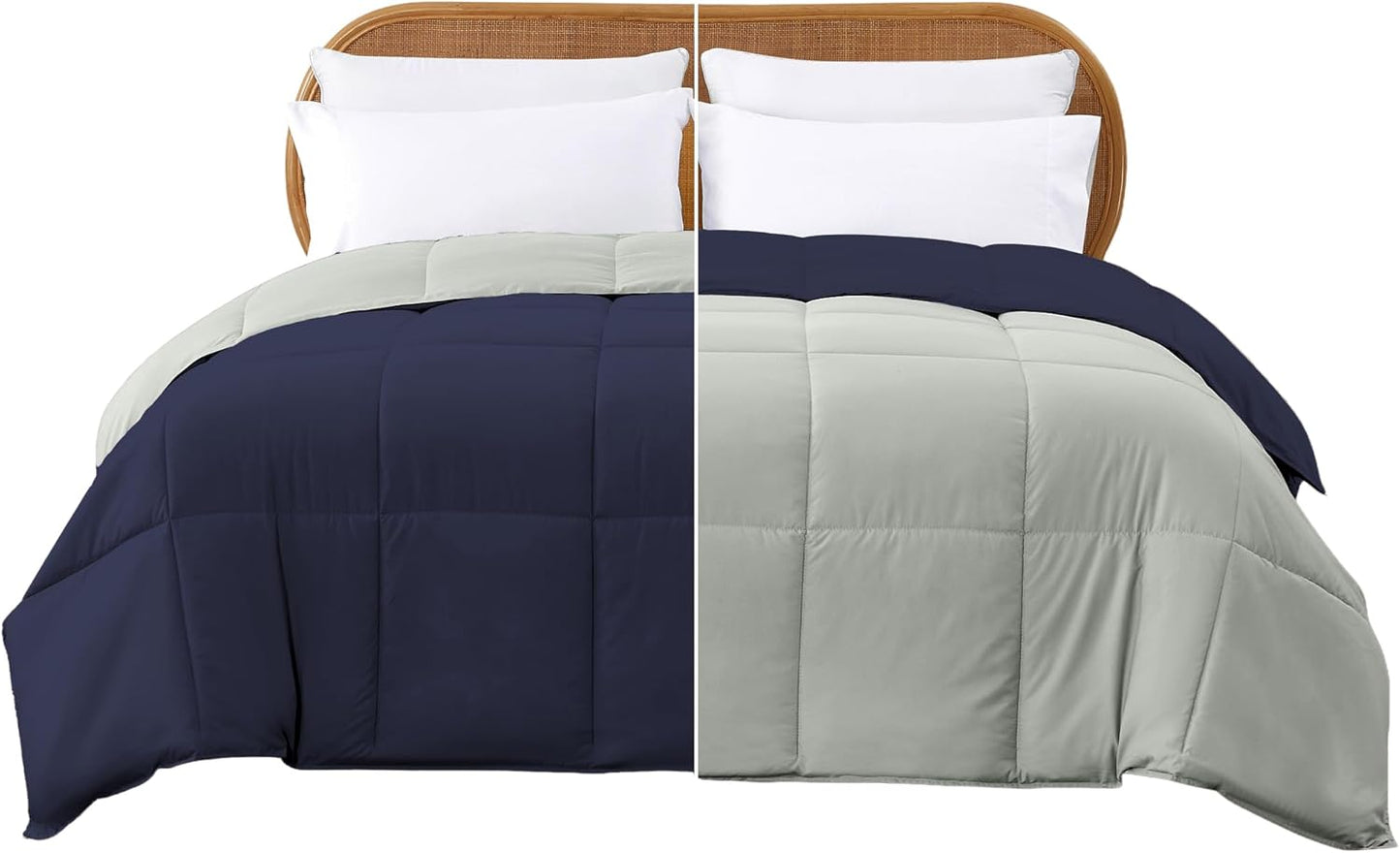 Modern Threads Down Alternative Reversible Comforter Navy/Silver Queen