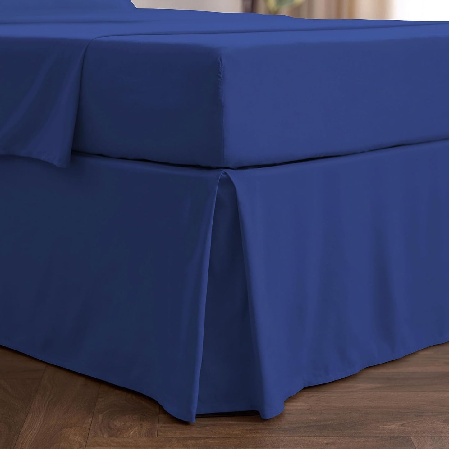 Mellanni Bed Skirt Cal King Size- Bed Skirting - 15-Inch Tailored Drop Pleated Dust Ruffle - Hotel Luxury Bedding - Wrinkle, Fade, Stain Resistant - 1 Bedskirt (Cal King, Royal Blue)