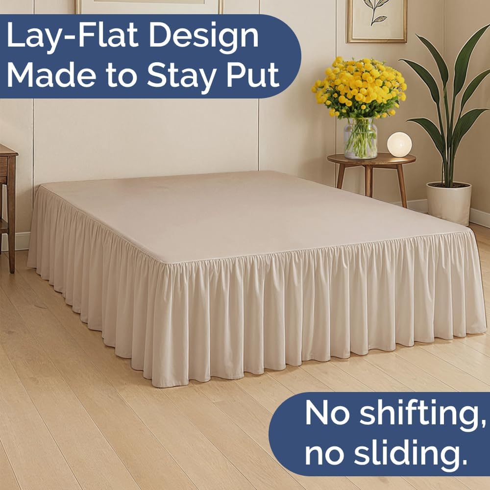 Bedskirt Twin Size Ruffle - 18 inch Drop Dust Ruffle Bed Skirt with Platform - Ultra-Soft, Easy Fit, Premium Hotel Quality - Wrinkle, Fade & Shrink Resistant - for Women, Men, Kids and Teens - Cream