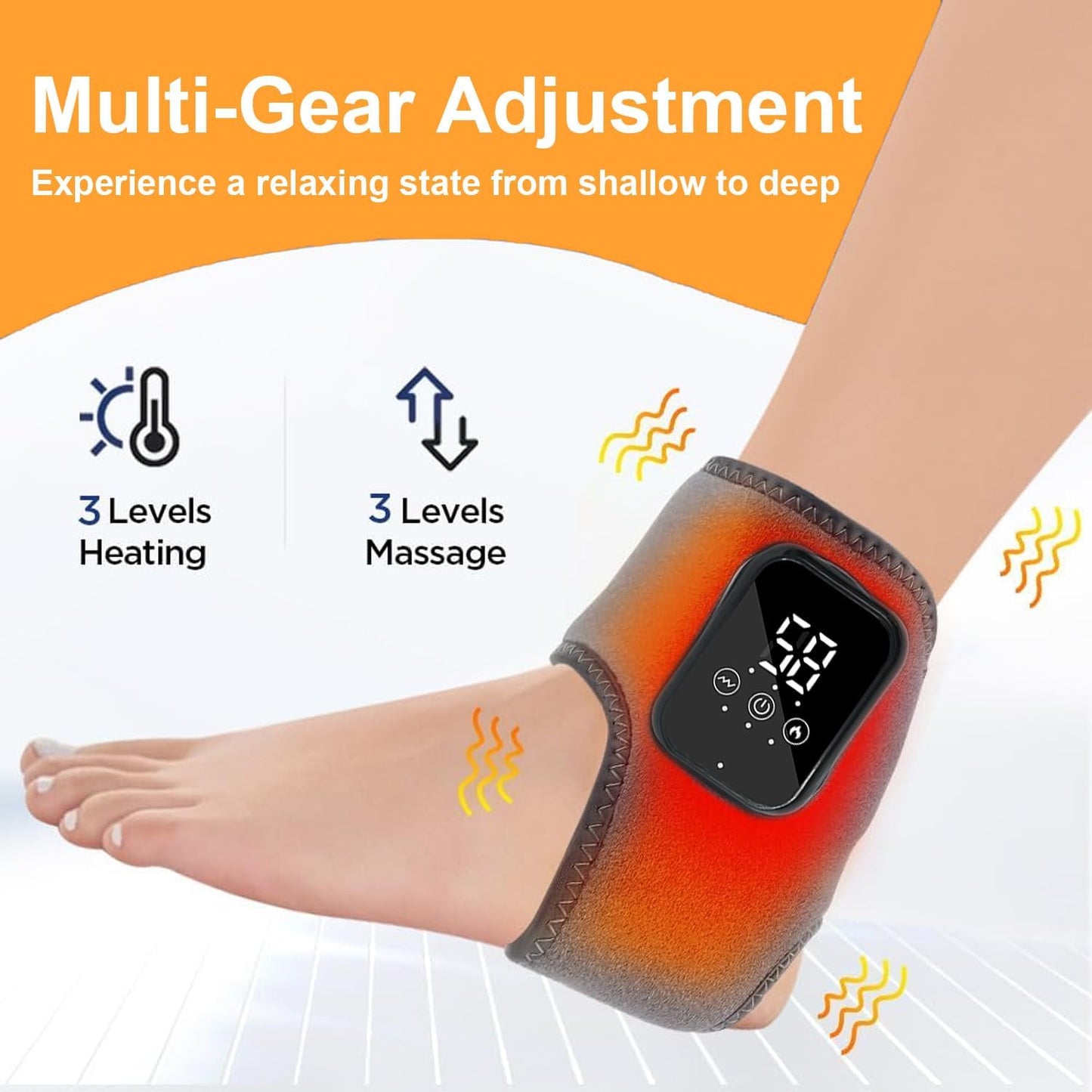 2PCS Naxir Foot Revive Massager, Portable Triple Method Ankle Wrap with 3 Vibration Modes