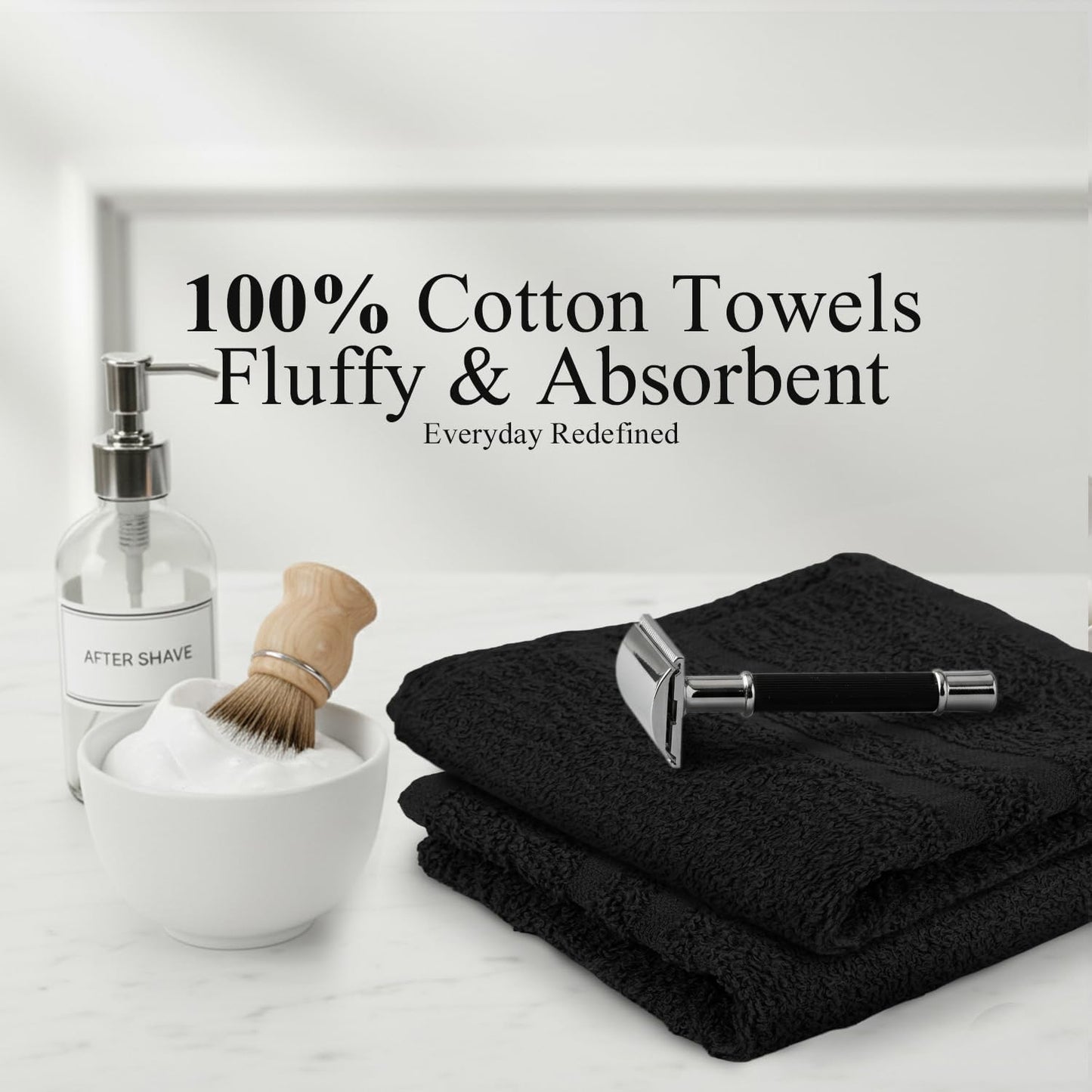 Salon Towels – 50 Pack Black Hand Towels 100% Cotton Spa Towel – 16x27 inches Highly Absorbable Facial, Gym, Hair, Face, Bulk Small Towels (Not Bleach Proof)