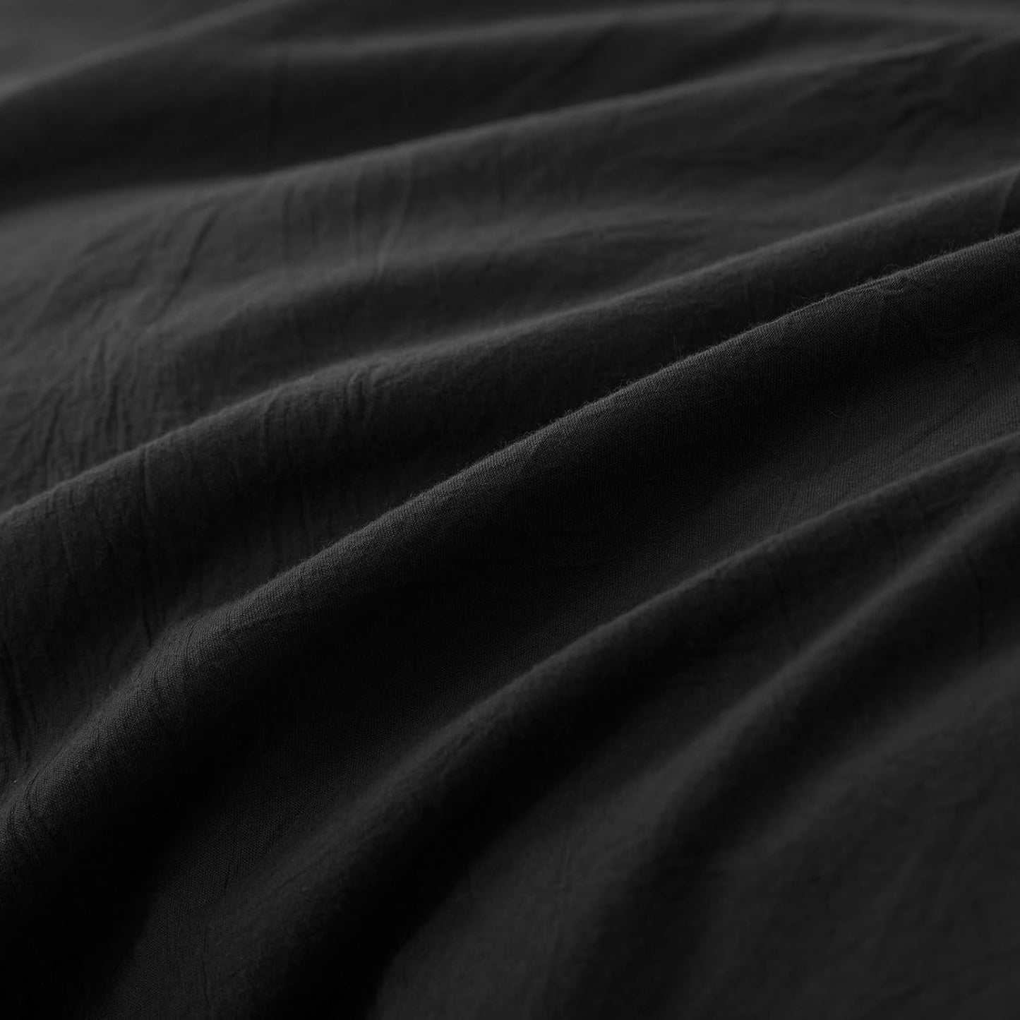 JIYUAN 100% Washed Cotton Duvet Cover Set 2 Pieces Twin, 1 Duvet Cover 68x90 Inches(Comforter Not Included) and 1 Pillowcases,Linen Feel Bedding Set Comfy and Breathable,Black