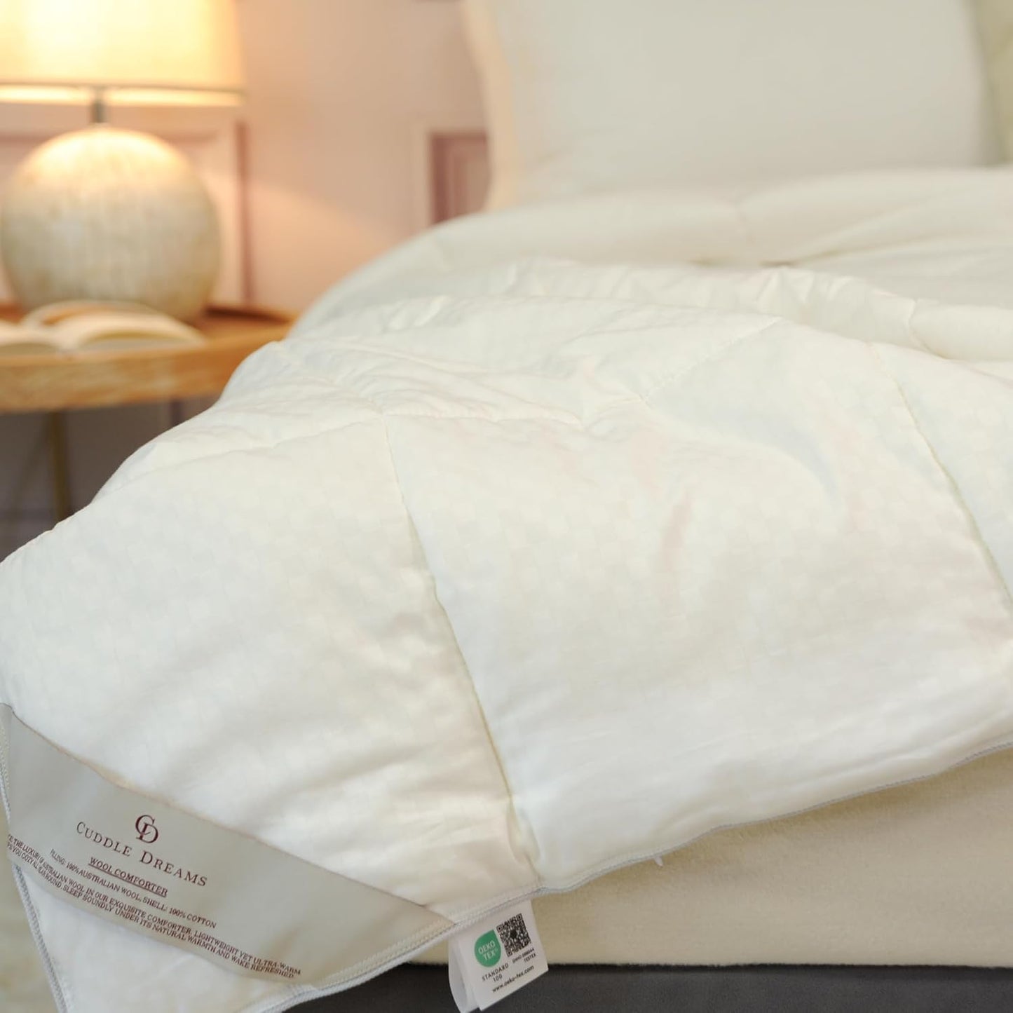 CUDDLE DREAMS Wool Comforter Duvet Insert, 100% Australian Wool Filling with Soft Noiseless Cotton Shell, Natural Warmth (Midweight for All Season, Twin)