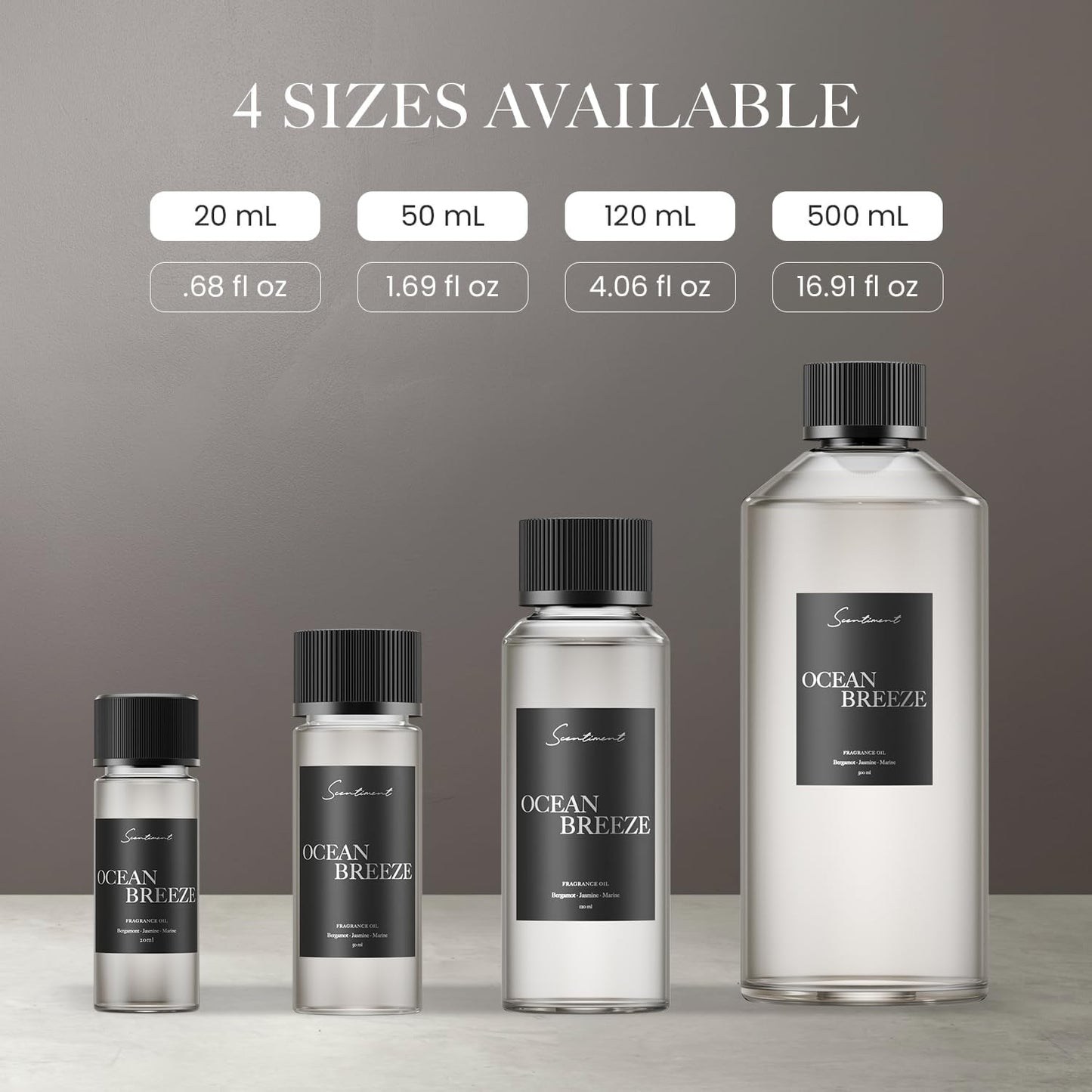 Scentiment Diffuser Oil - Ocean Breeze | Inspired by Five Star Hotels' Lobby Scent | Luxurious Scent with Notes of Bergamot, Lemon, Jasmine with Marine & Amber (120ml)