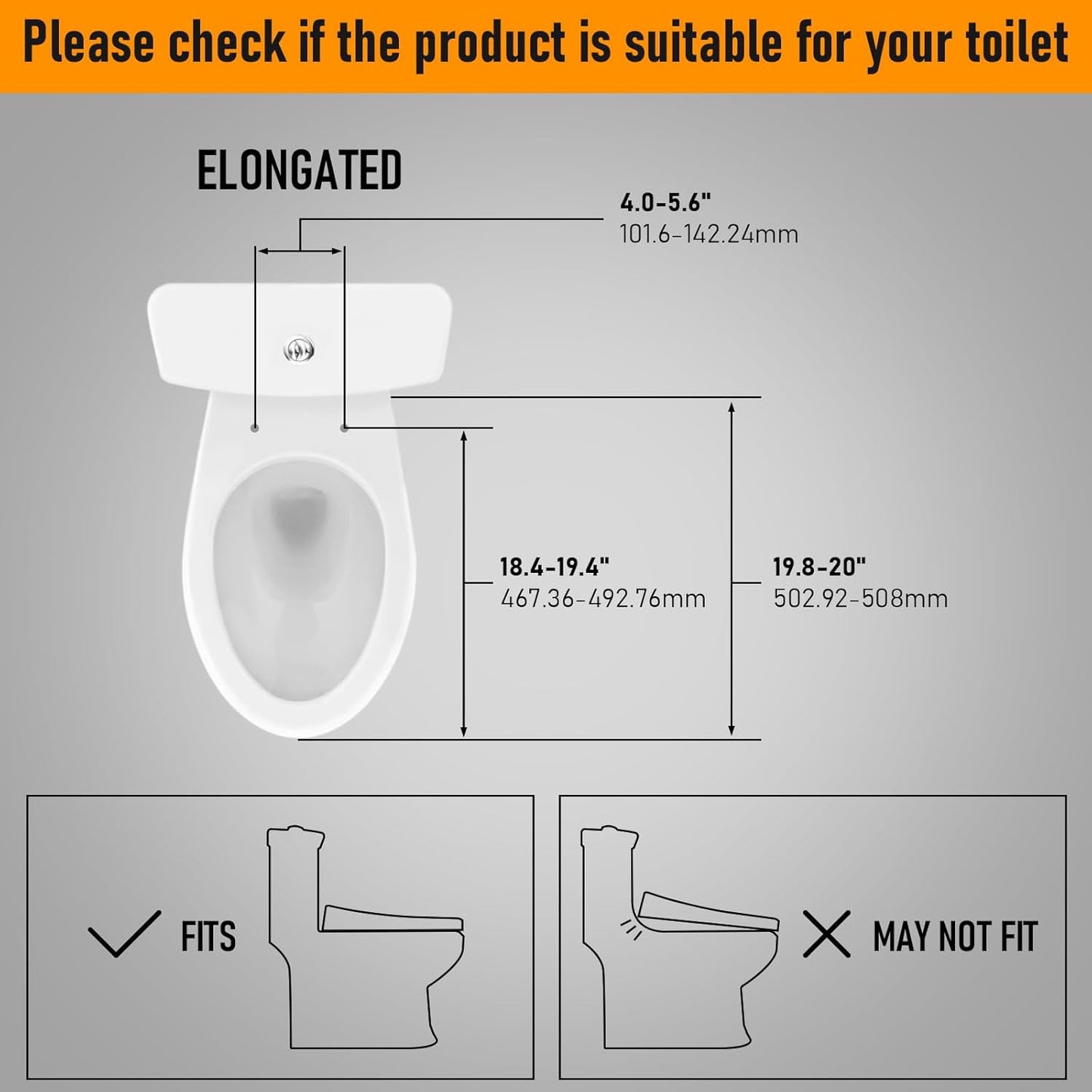 iliD Heated Toilet Seat, Elongated Seat, Three Levels of 90°F, 95°F,100°F, 3D Curved, Lid and Seat Soft Close, Light-sensitive Night Light, IPX4
