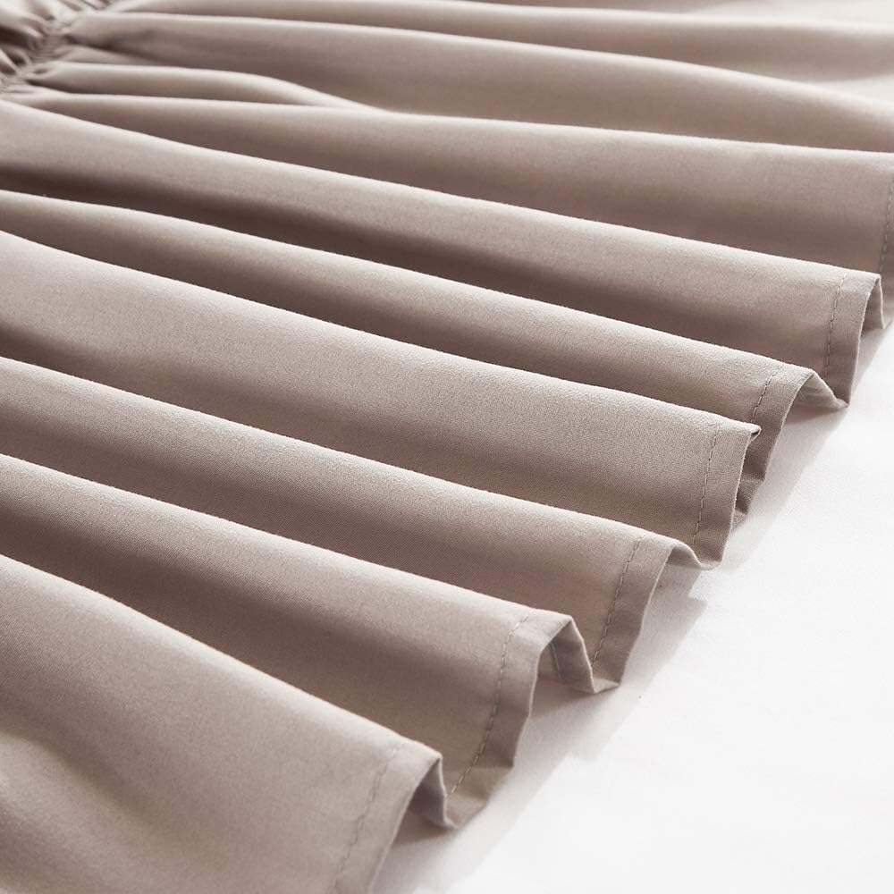 MEILA Wrap Around Bed Skirt Three Fabric Sides Elastic Dust Ruffled 24 Inch Tailored Drop,Easy to Install Fade Resistant-Taupe, Queen/King
