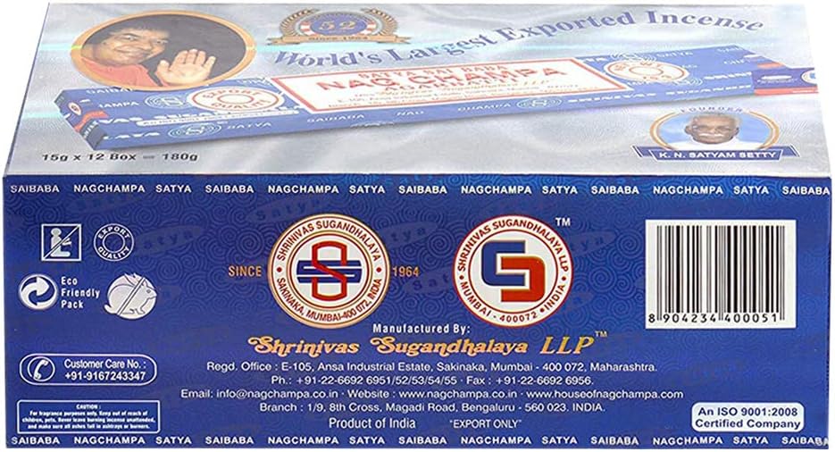 Nag Champa Incense Sticks 15g x 12 and Incense Stick Holder Bundle