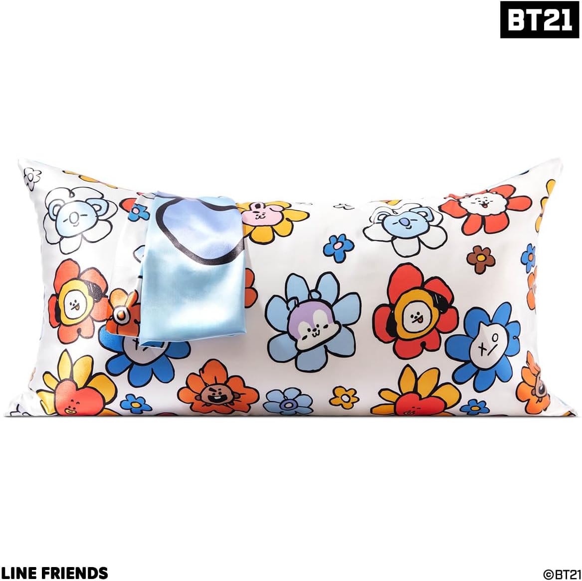 Kitsch x BT21 (Koya) Satin Pillowcase with Zipper for Hair & Skin - Softer Than Silk Pillow Cases, Smooth Cooling Pillow Cover, Wrinkle-Free, Machine Washable, King Size (19x36)