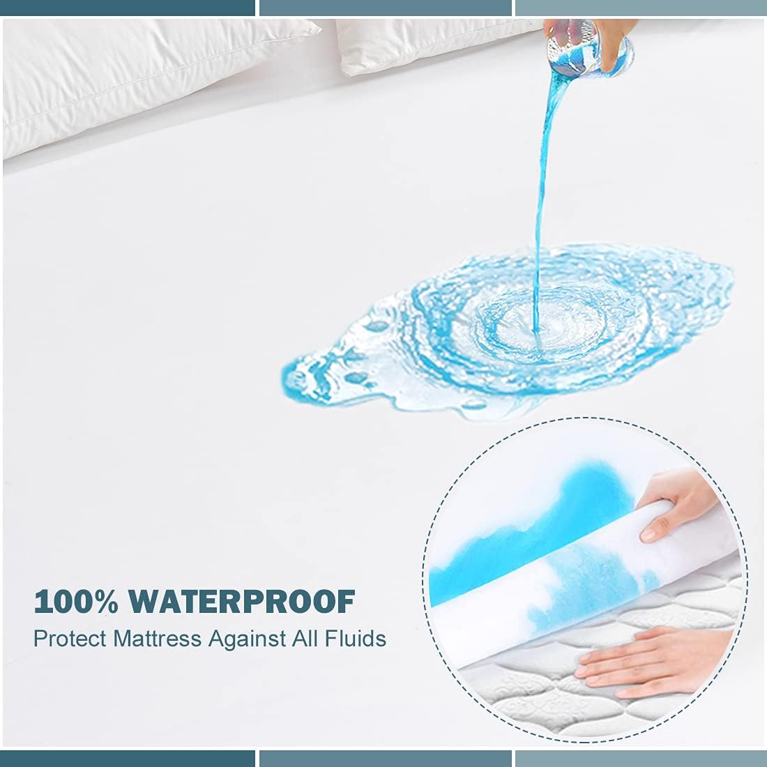 2 Pack Twin XL Waterproof Mattress Protector Deep Pocket Mattress Cover, Soft Breathable Mattress Pad, Fitted Noiseless Waterproof Bed Cover Stretch to 19"