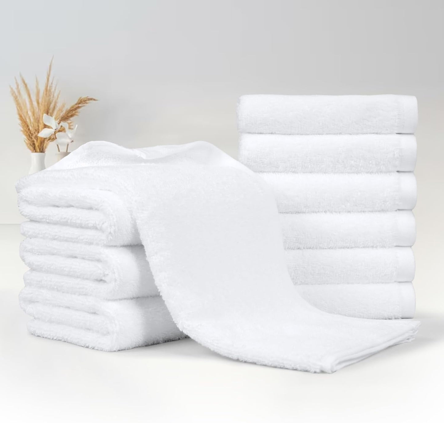 Amazon Basics Soft and Thick Cotton Hand Towels, 16 x 26 in, White, 12-Pack