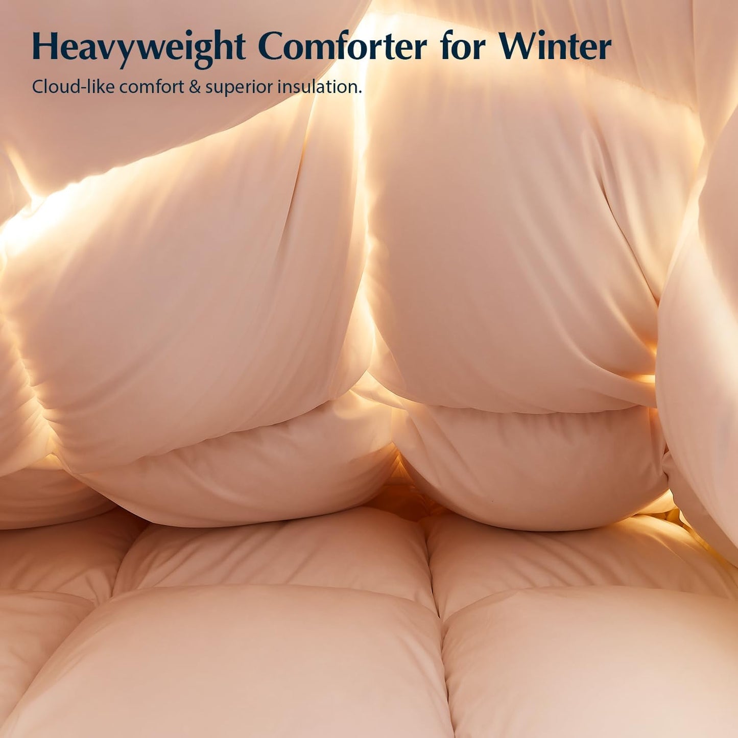 Pacific Coast Goose Feather Down Fiber Comforters Queen Size, Heavyweight Thickened Winter Duvet Insert, Ultra-Soft, Fluffy, Breathable, Hotel Luxury Bedding Comforters, 8 Tabs, 90"x90"