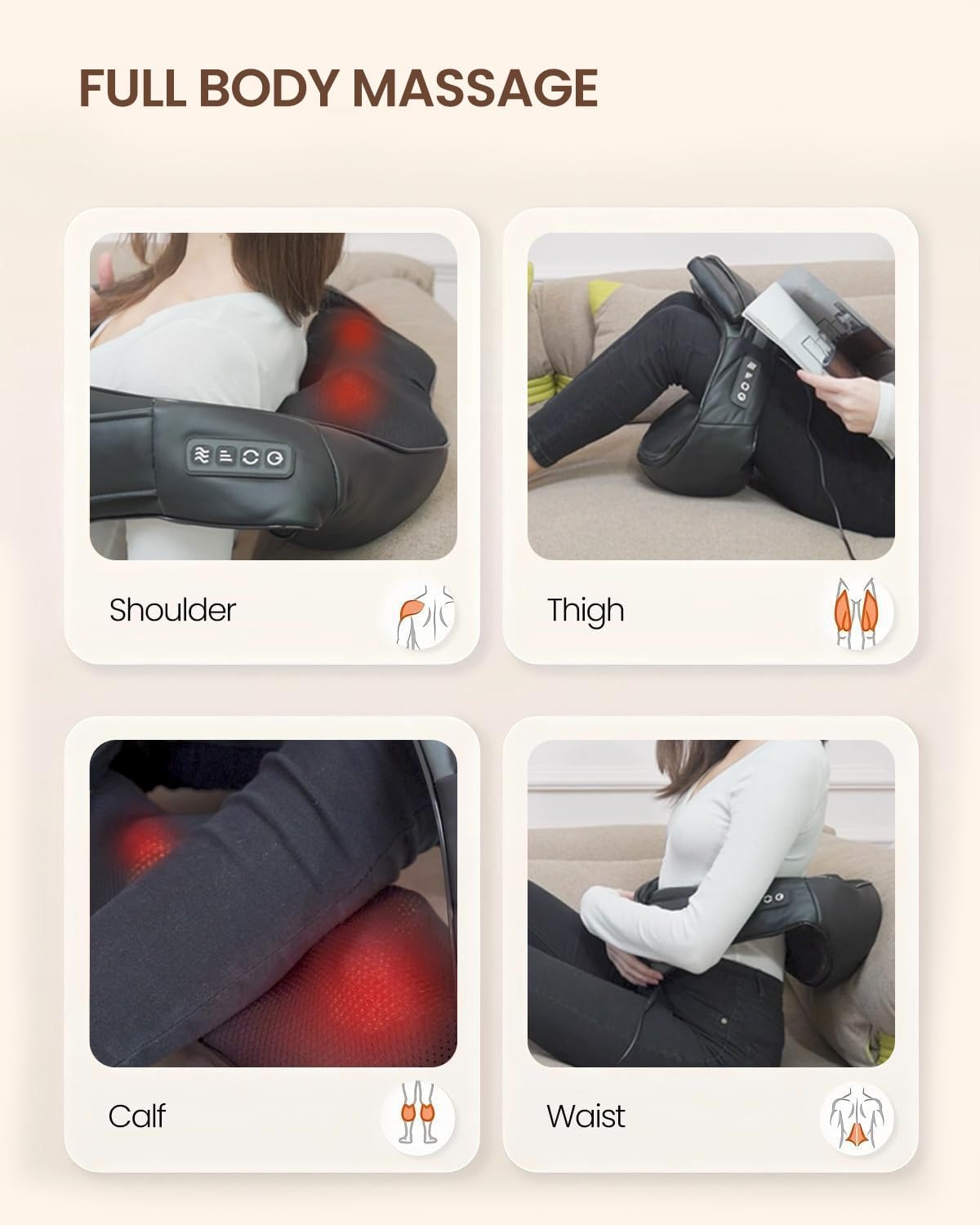 DAILYLIFE Shiatsu Neck and Back Massager with Heat, Electric Deep Kneading Massager for Neck Pain, Shoulder, Waist, Leg and Foot, Stress Relief for Men, Women, Mom, Dad