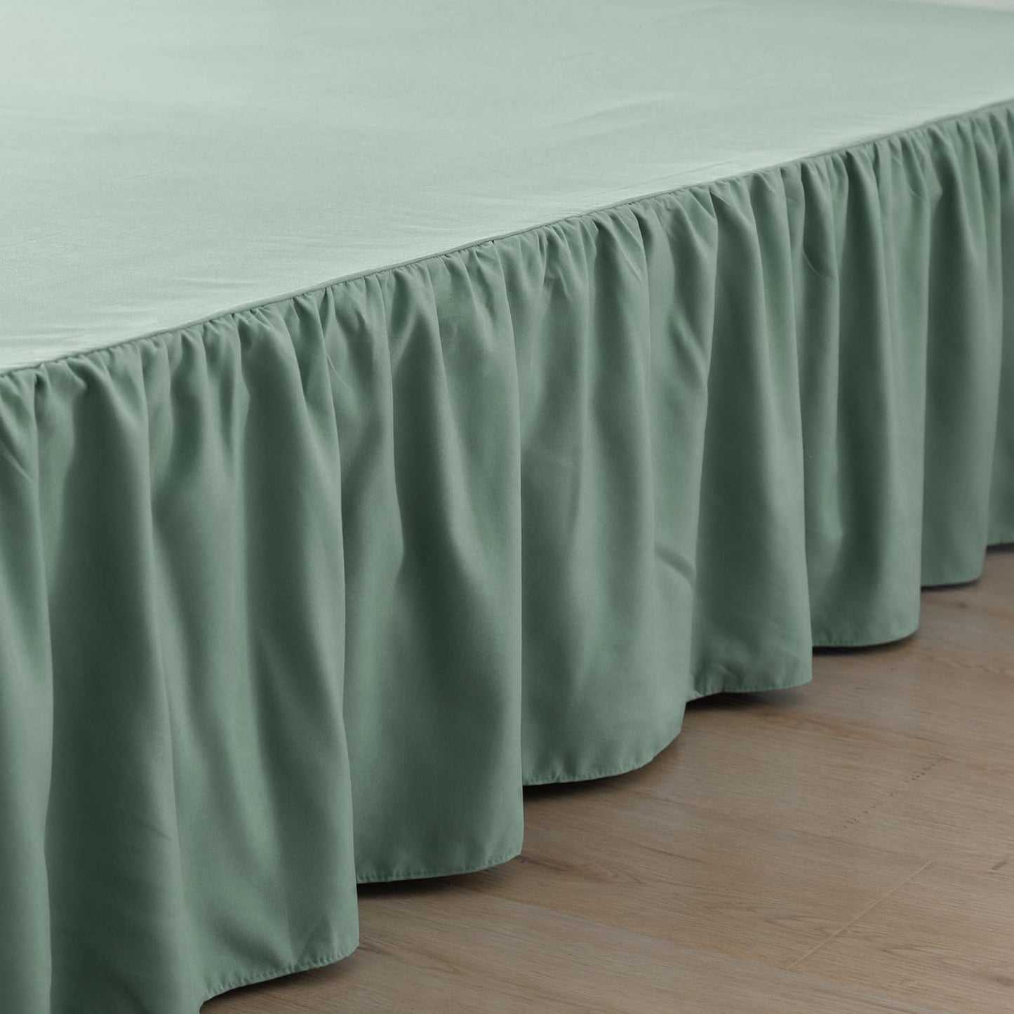 Bed Skirt Full Size Ruffled Bed Skirts with Split Corners, 18 Inch Drop Dust Ruffle Bed Skirt with Platform, Sage Green, 18" Full