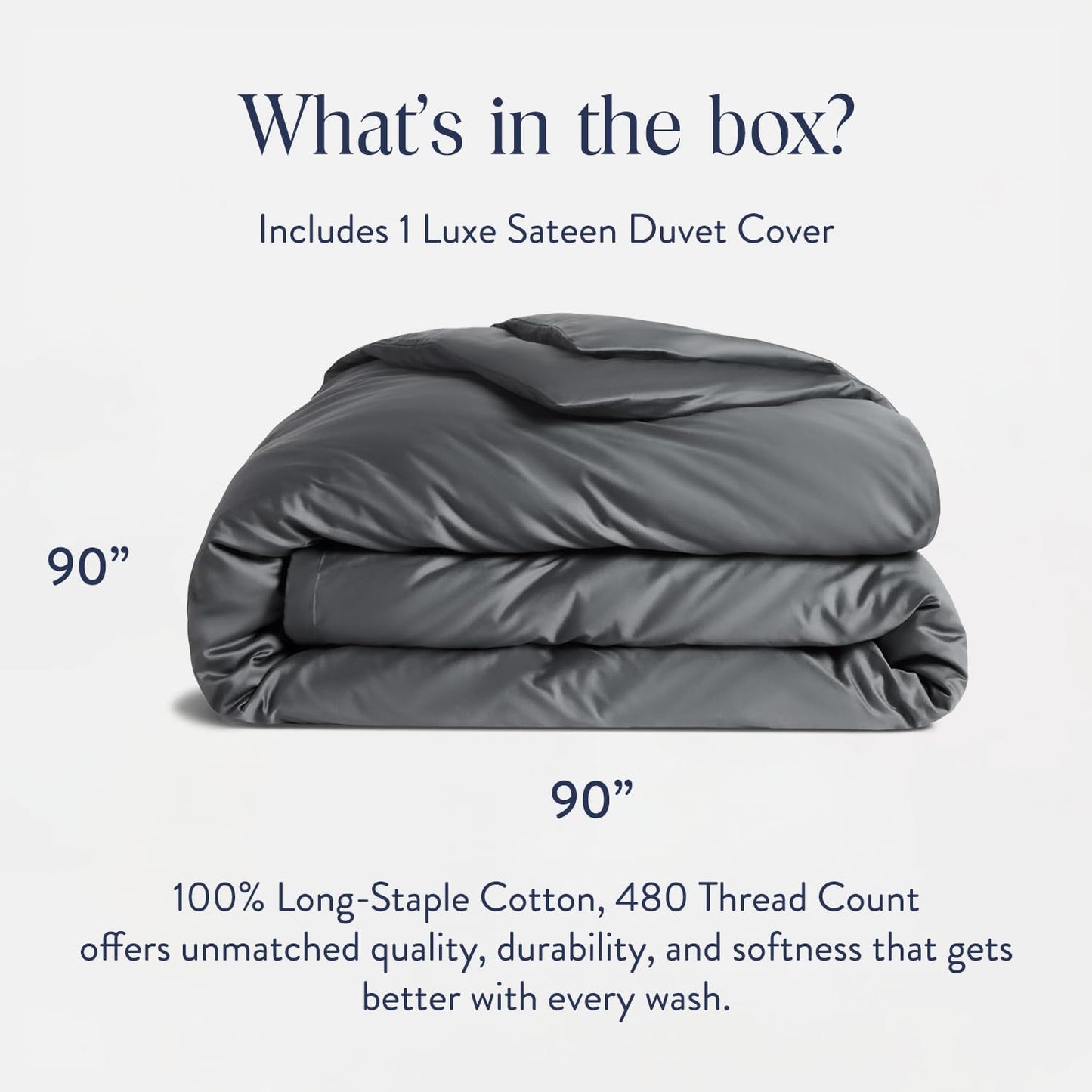 Brooklinen Luxury Sateen Duvet Cover - 100% Cotton, Full/Queen Size in Slate Grey with Extra-Long Corner Ties and Button Closure - Best Full/Queen Duvet Covers