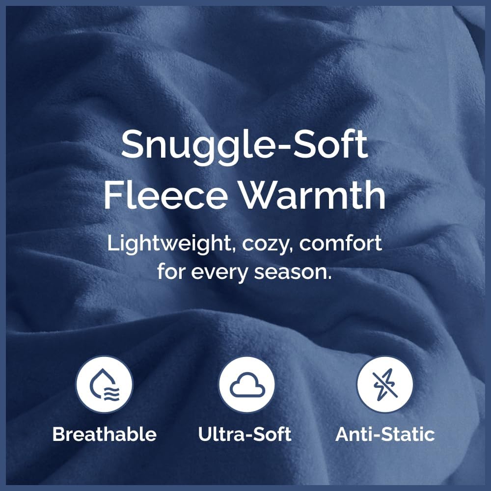 Ultra Soft Fleece Blanket Throw Size - Flannel Fleece Luxury Throw Blanket - Lightweight for Couch Bed Chair - Thick, Warm & Breathable - All Season Cozy Anti-Static Microplush Bedding, Washed Blue