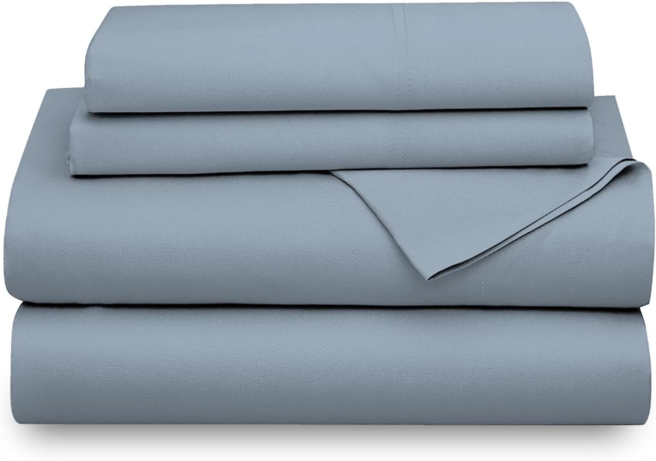 SUPREME ELEGANCE 1200 Thread Count Blue Bed Sheets Set King Size, Ultra Soft & Silky Cotton Rich Easy Care, Sateen Sheets, Moisture Wicking & Wrinkle Resistant Sheets, Sheet Set