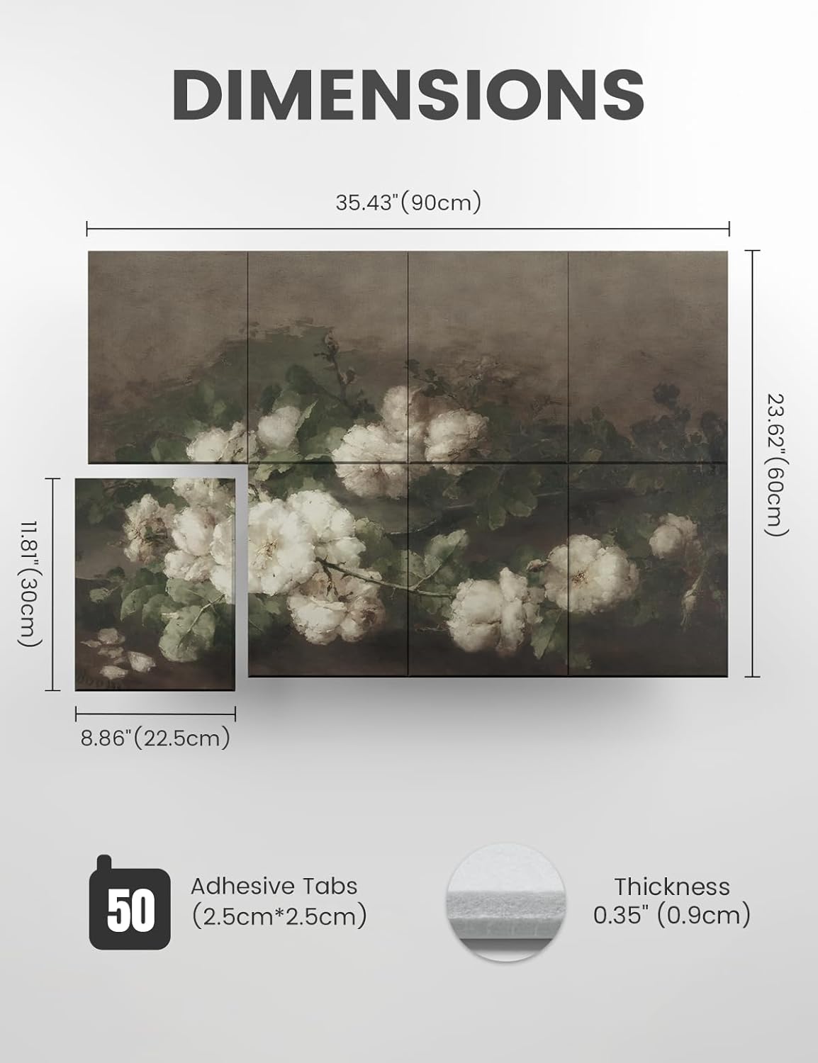 Wall Art Acoustic Panels,35''X24''Soundproof Wall Panels-8-Pack with 50 Adhesive Tabs, Panels for Living Room and Recording Studio, Offices-Stilleven met gitaar en rozen