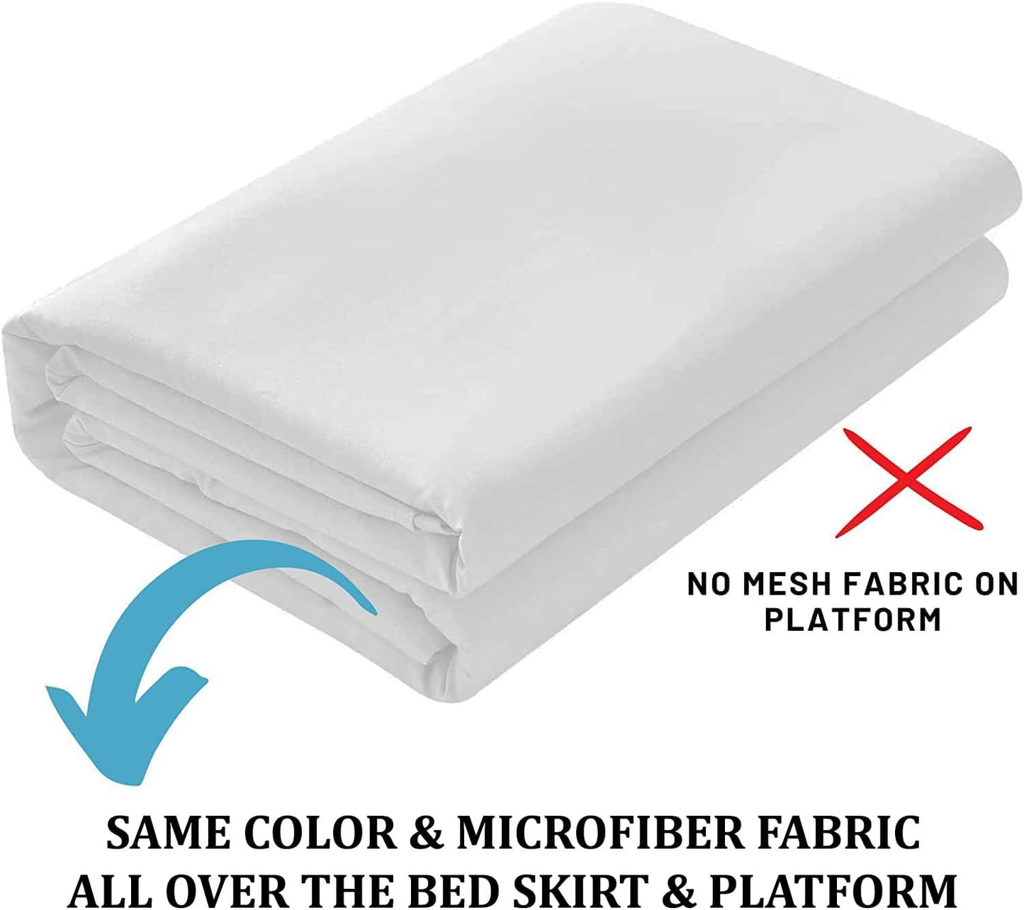 Ruffled Bed Skirt with Split Corners, White, Queen 12 Inch Drop Bedskirt, Hotel Quality Brushed Microfiber Wrinkle Free Dust Ruffle Bed Skirt Queen Size