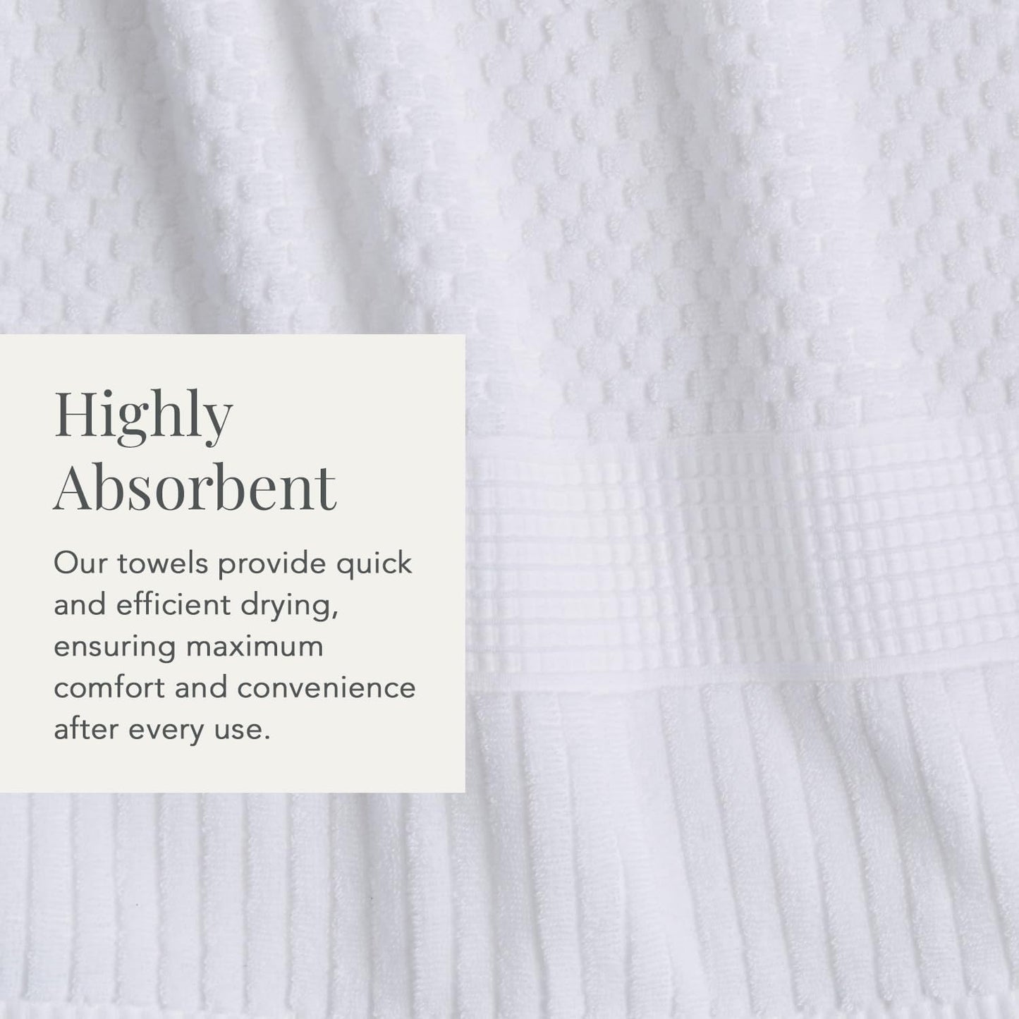 NY Loft 100% Cotton Hand Towel 6 Pack | Super Soft & Absorbent Quick-Dry Hand Towels 16" x 28" |Textured and Durable Cotton | Trinity Collection (6 Pack Hand Towel, Bright White)