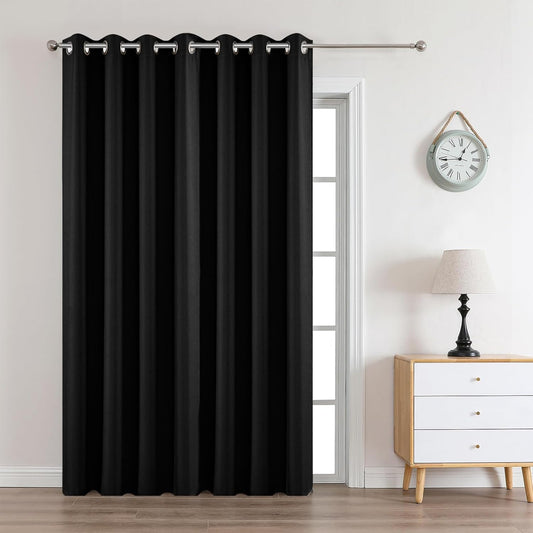 Joydeco Black Custom Solid Single Blackout Curtain for Bedroom and Living Room, Grommet Thermal Insulated Room Darkening Curtain 1 Panel (Custom Size,Black)