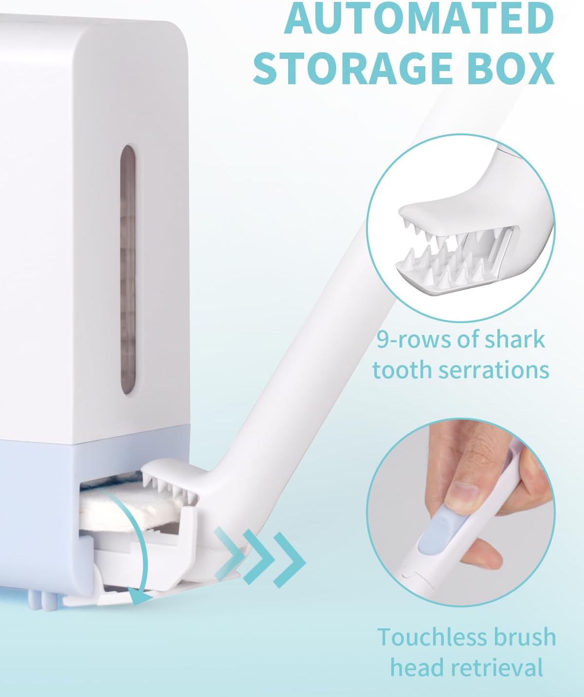 AIR U+ Disposable Toilet Brush Wand for Scrubbing Bubbles Flushable Refills, Wall Mount Toilet Cleaning System with 24 Count Refills + 1 Toilet Wand + 1 Automatic Visual Caddy