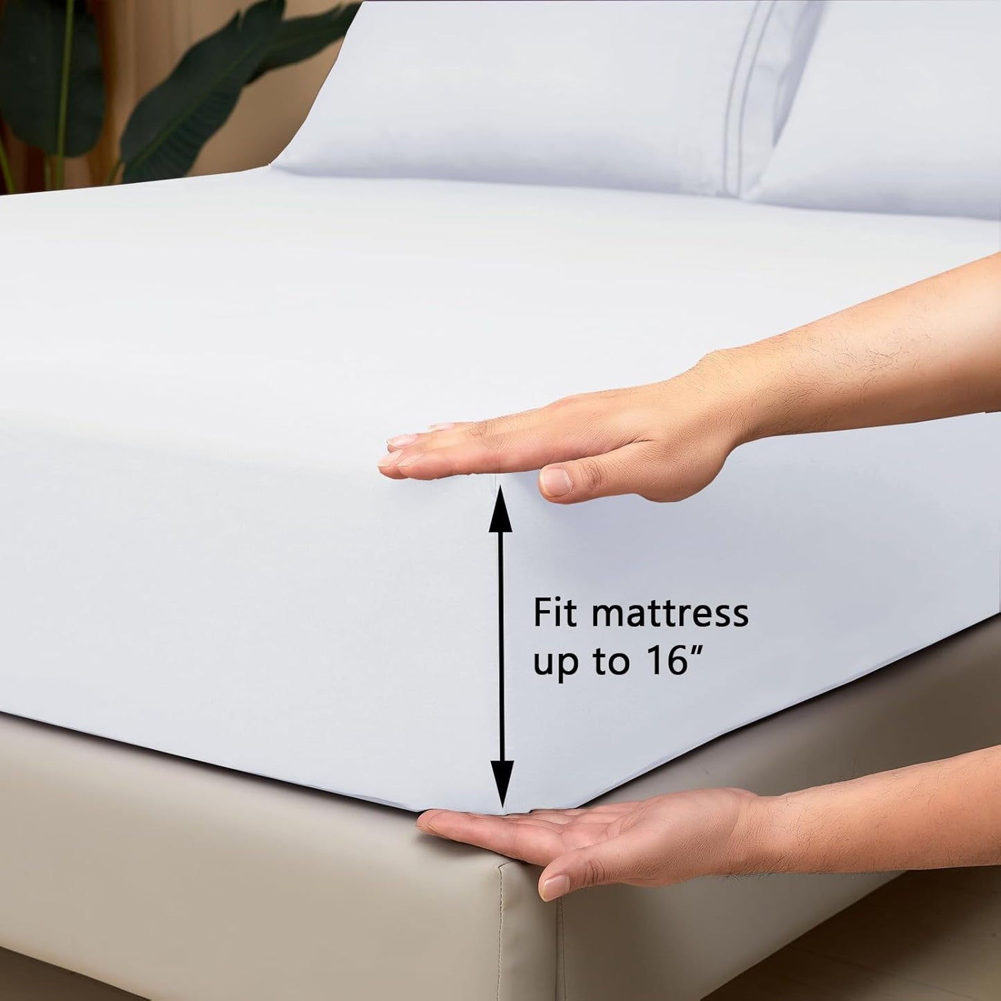 Mejoroom King Size Sheet Set - Hotel Luxury 1800 Bedding Sheets & Pillowcases - Extra Soft Bed Sheets - 16" Deep Pocket Fitted Sheet, Hypoallergenic, Wrinkle& Breathable - 4 Piece(King,White)