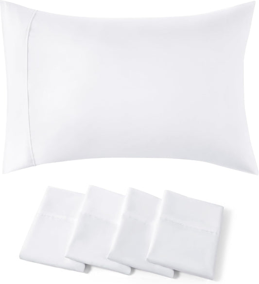 Bedsure King Size Pillow Cases Set of 4 - White Brushed Microfiber Pillowcases 4 Pack, Super Soft Pillowcase, Pillow Case Cover with Envelope Closure, Wrinkle, Fade and Stain Resistant, 20x36 Inches