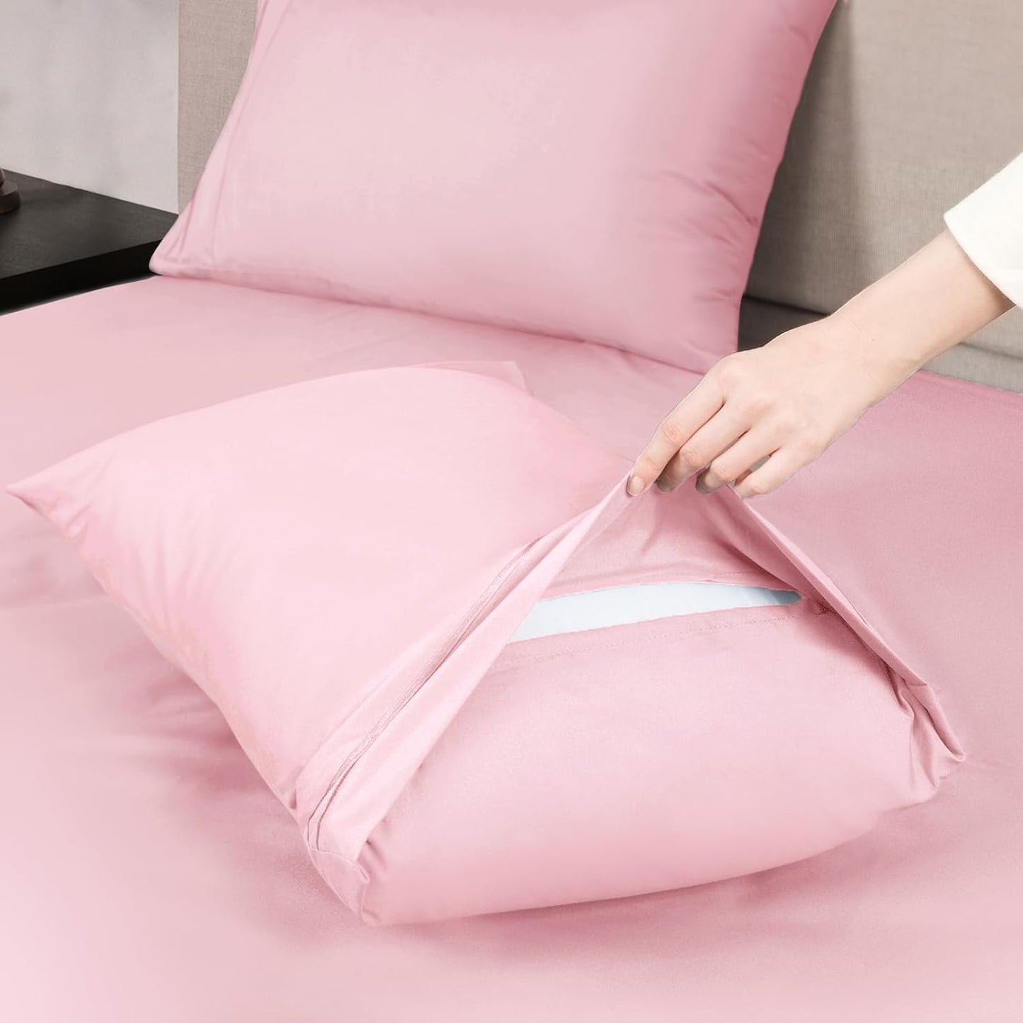 Mejoroom California King Size Sheet Set - Soft Microfiber Bed Sheets,Deep Pocket Fitted Sheet, Breathable, Wrinkle & Fade Resistant - 4 Piece (California King, Blush Pink)