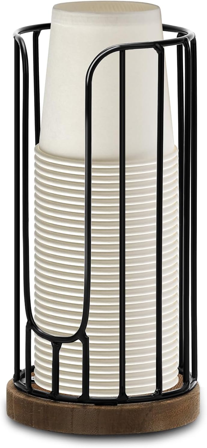 Heightened Rural Style Bathroom Cup Dispenser, Small Disposable Paper Cup Holder, 3oz Disposable Mouthwash Cup Storage Rack, Iron Bathroom