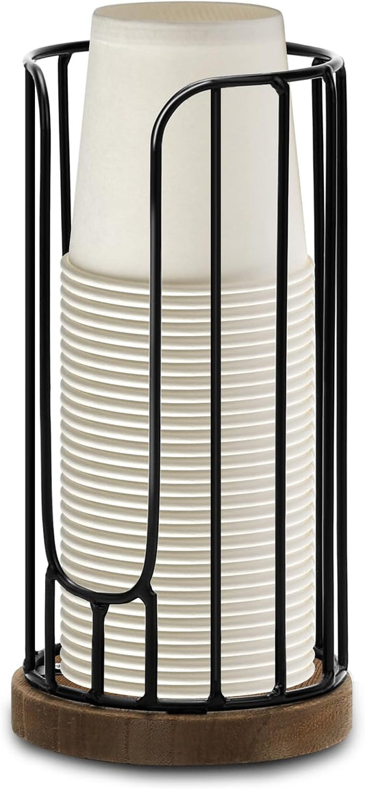 Heightened Rural Style Bathroom Cup Dispenser, Small Disposable Paper Cup Holder, 3oz Disposable Mouthwash Cup Storage Rack, Iron Bathroom