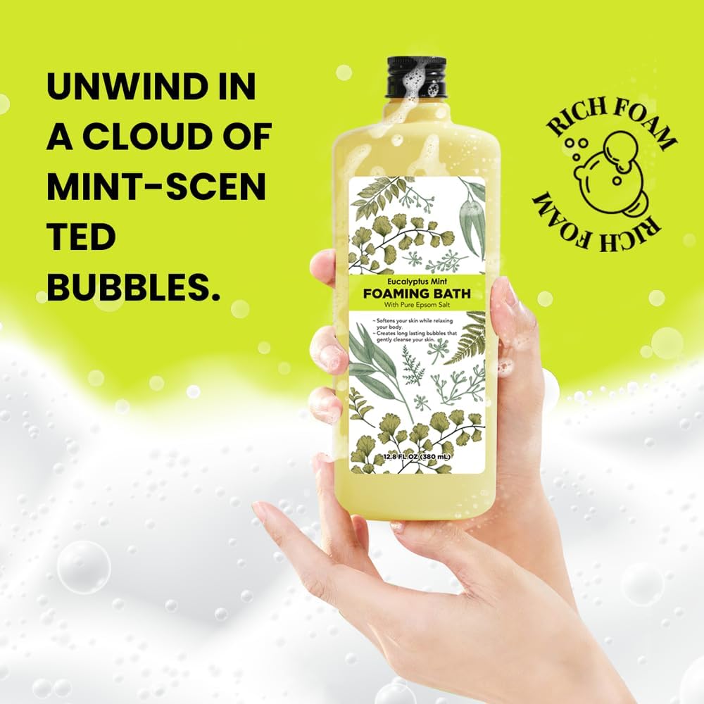 Bubble Bath for Women, Eucalyptus Mint Scented Bubble Bath Gifts Set, Foaming Bath Mother's Day Gifts for Mom, 51.2 fl oz (Pack of 4)