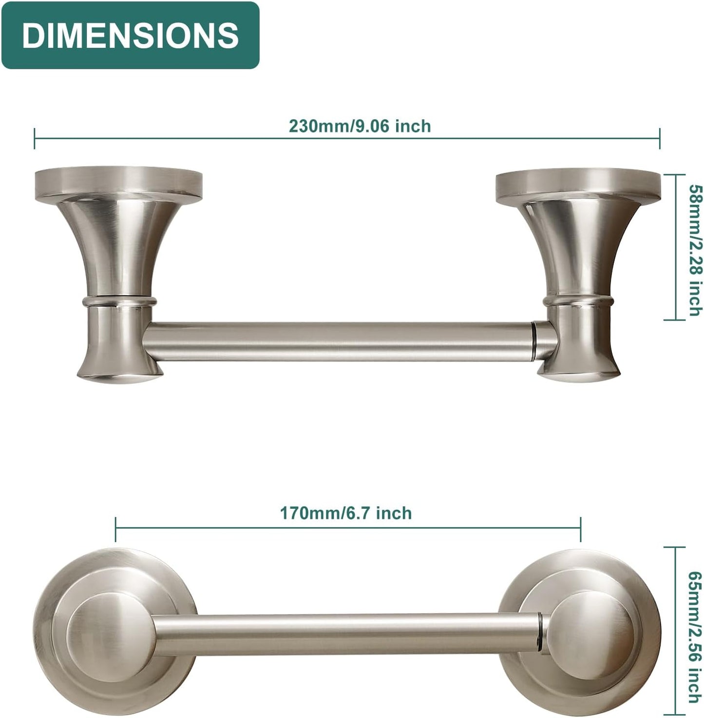 Hoimpro Wall Mounted Rustproof Toilet Tissue Paper Holder Bathroom Accessories Toilet roll Paper Hanger, Brushed Nickel
