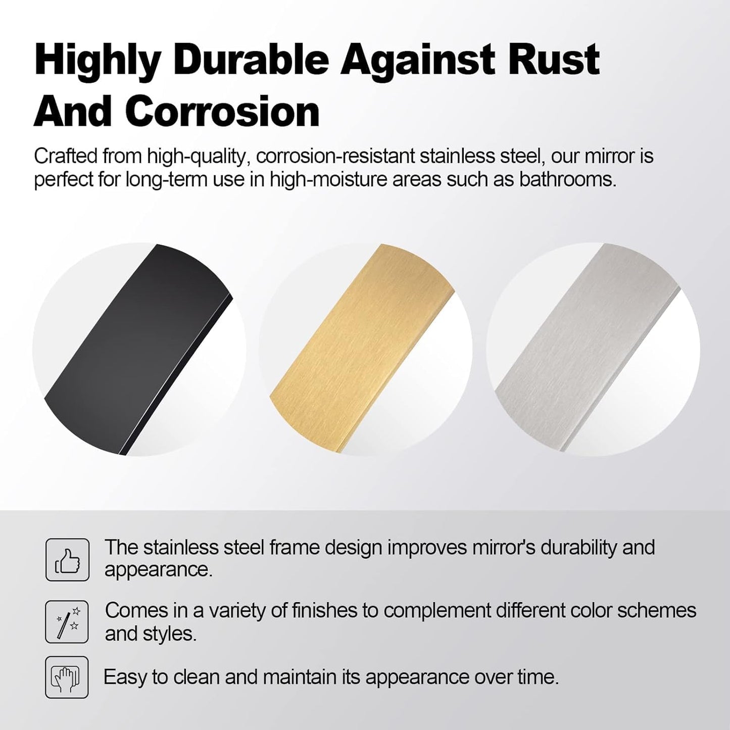 ANDY STAR Round Wall Mirror for Bathroom, 30 Inch Black Circle Mirror Modern Premium Stainless Steel Metal Frame Wall Mounted for Bathroom, Entryway, Vanity, Living Room, Bedroom