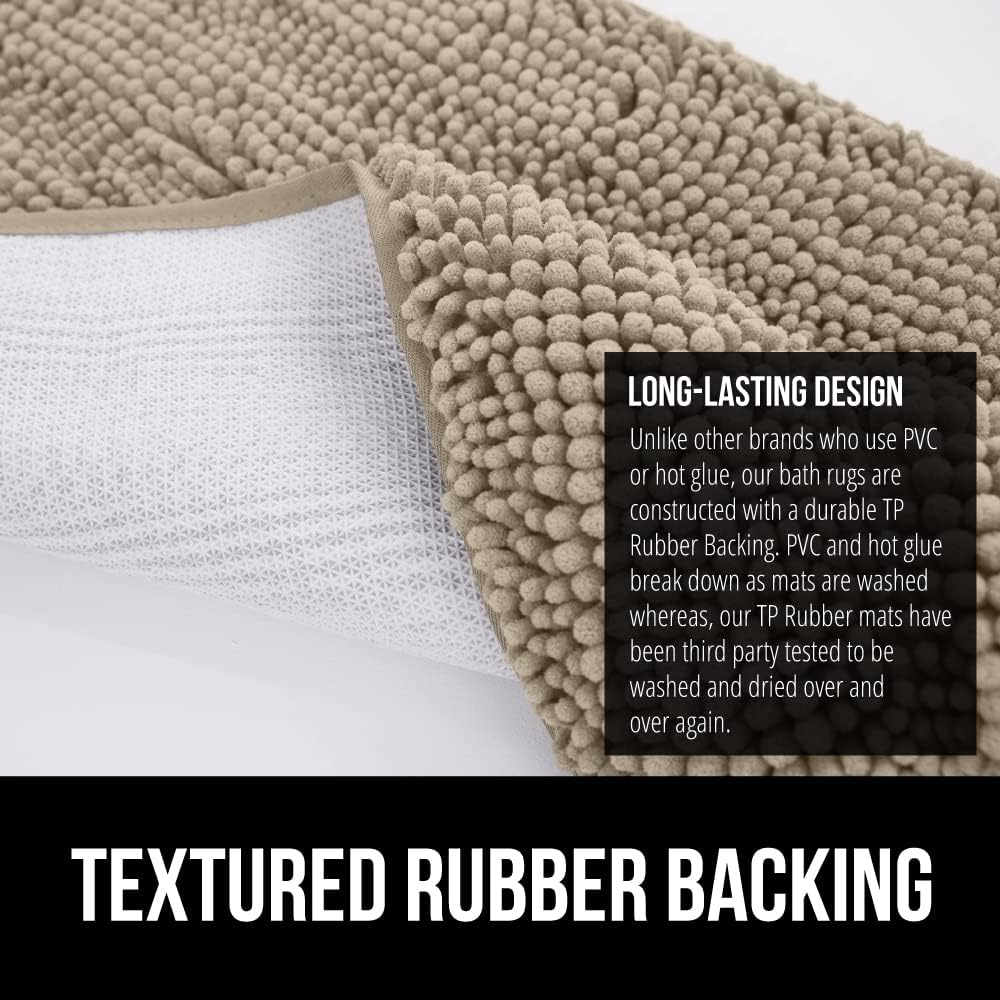 GORILLA GRIP Bathroom Rug Sets, Soft Chenille 2 Piece Area Rugs Set, Toilet Base Mat and 30x20 Carpet, Absorbent Microfiber Washable Mats Dry Quickly, Home Décor and Bath Room Accessories, Gray Beige