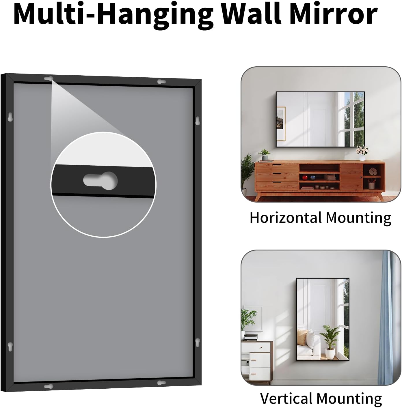 Koonmi Black Framed Bathroom Mirror - Shatterproof 30"x48" Tempered Glass, HD No Distortion, Horizontal/Vertical Mount, Modern Matte Aluminum Alloy Frame