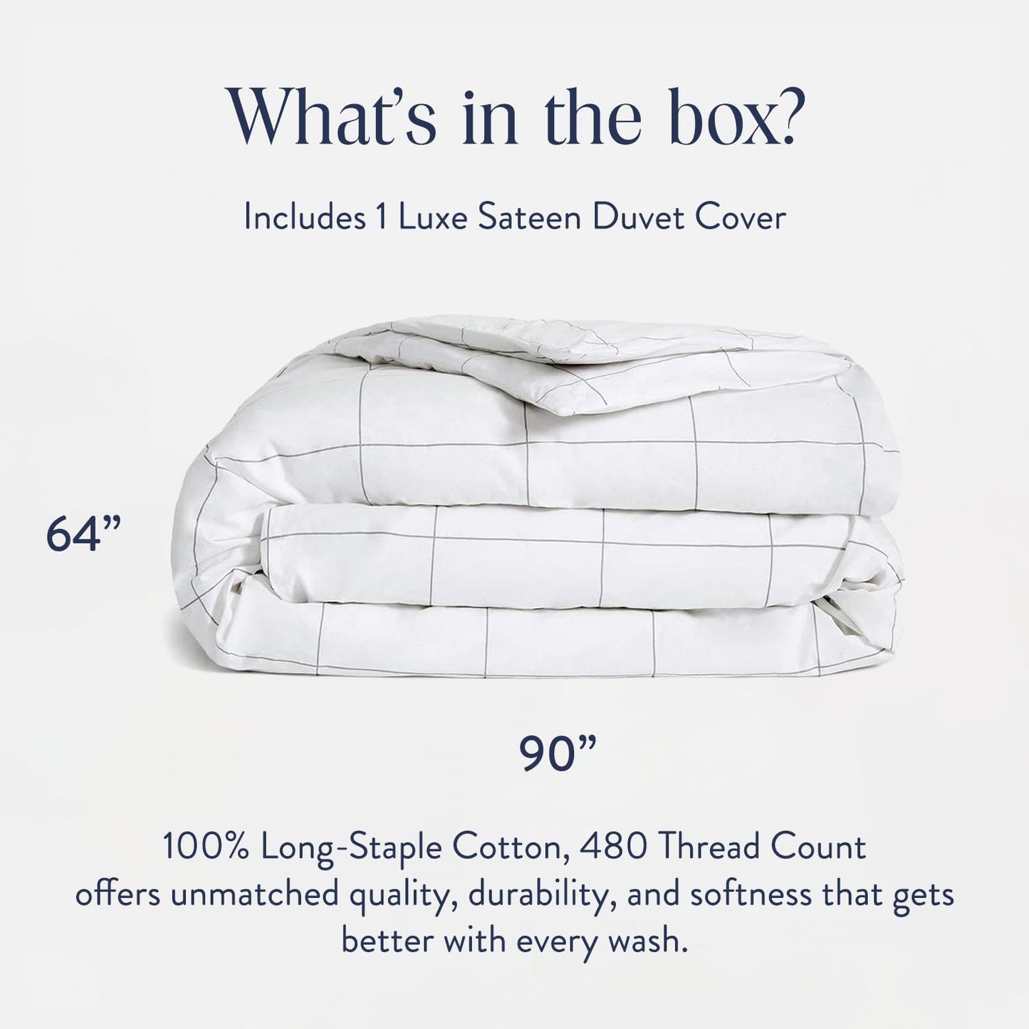 Brooklinen Luxury Sateen Duvet Cover - 100% Cotton, Twin/Twin XL Size in Window Pane with Extra-Long Corner Ties and Button Closure - Best Twin/Twin XL Duvet Covers